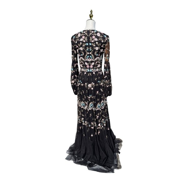 Mac Duggal 35111 Floral Embellished Embroidered Gown Blouson Sleeves Size 6 NWT - Picture 2 of 12